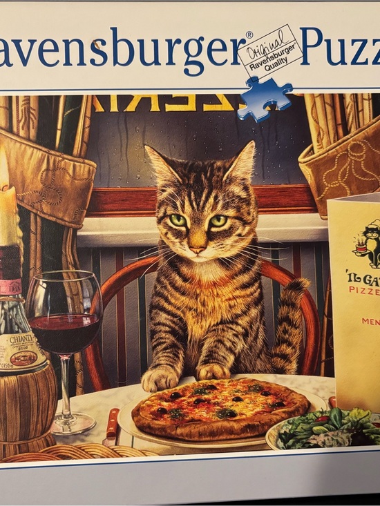 Ravensburger Other - 🎻Puzzle 300 piece - Ravensburger Cat eating pizza at a fancy restaurant
